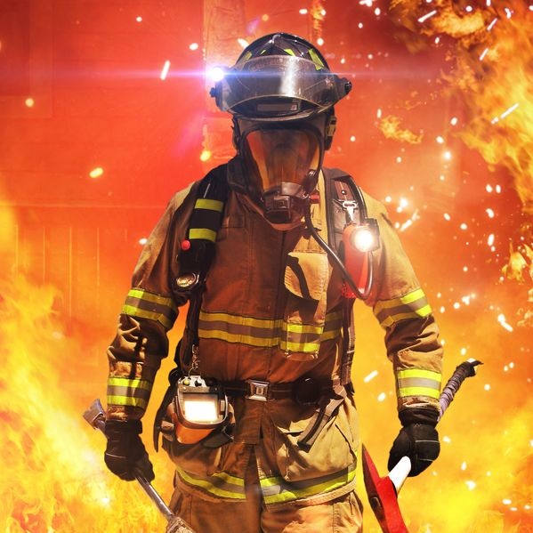 21777108 - firefighter searching for possible survivors with tools, tacticle lighting and thermal imaging camera  part of a firefighter series